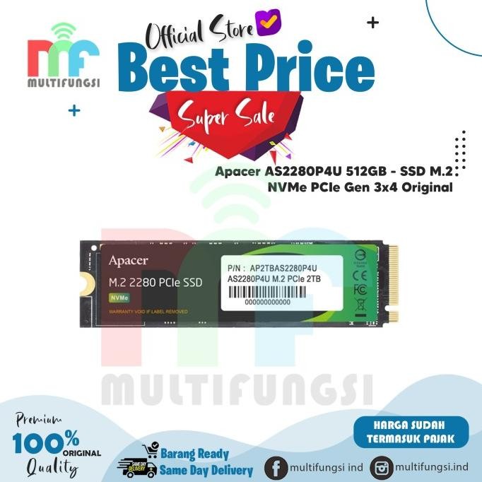 

Apacer AS2280P4U 512GB - SSD M.2 NVMe PCIe Gen 3x4 Original