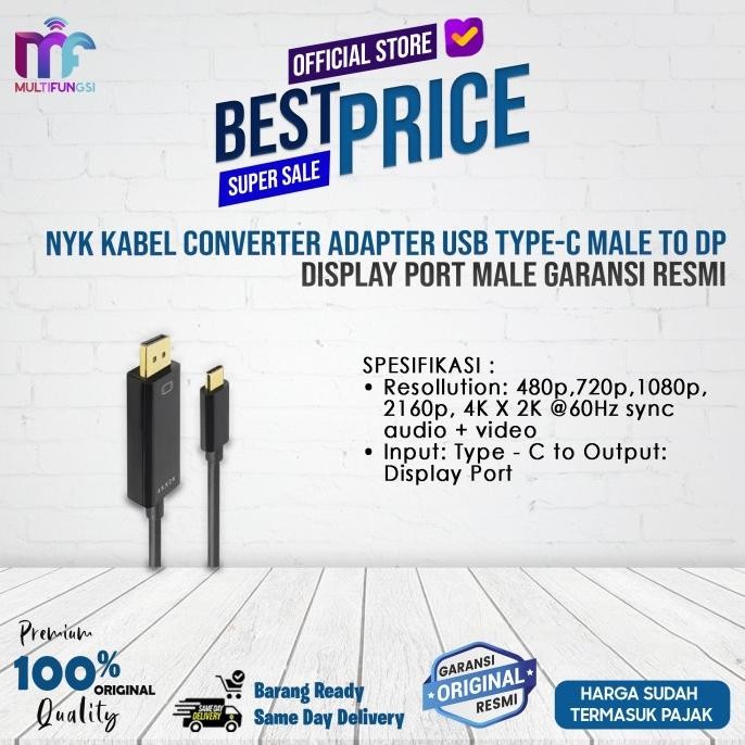 

NYK Kabel Converter Adapter USB Type-C Male to DP Display Port Male Garansi Resmi