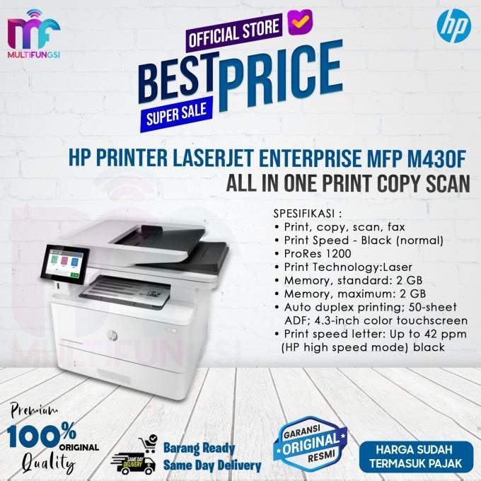 

HP Printer LaserJet Enterprise Mfp M430f All In One Print Copy Scan