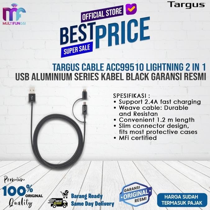 

Targus Cable ACC99510 Lightning 2 in 1 USB Aluminium Series Kabel Black Garansi Resmi