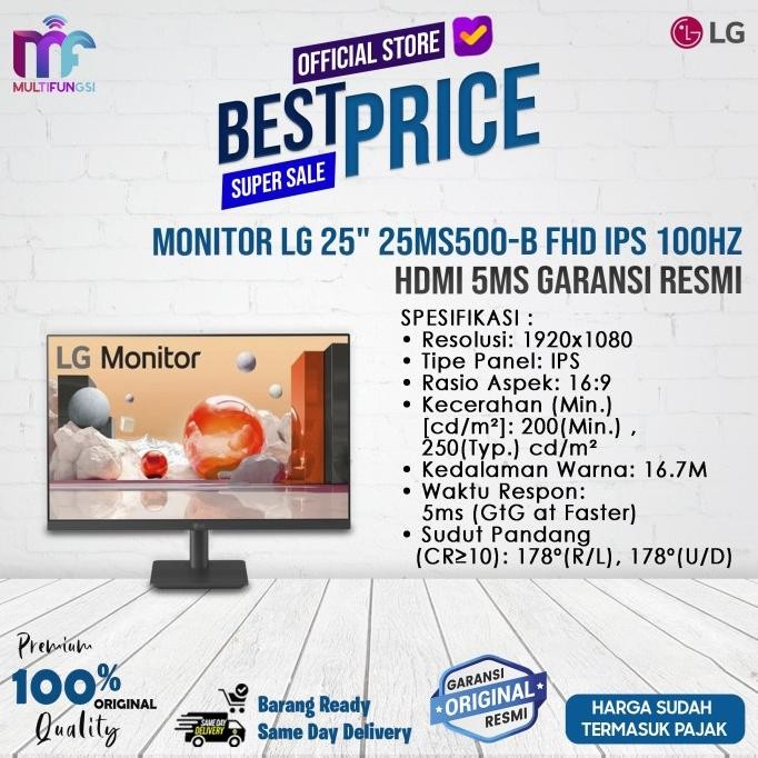 

Monitor LG 25" 25MS500-B FHD IPS 100Hz HDMI 5Ms Garansi Resmi