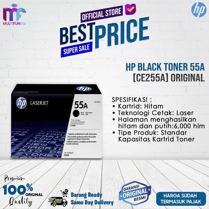 

HP Black Toner 55A [CE255A] ORIGINAL 100% [GAK ORI UANG KEMBALI] ASLI