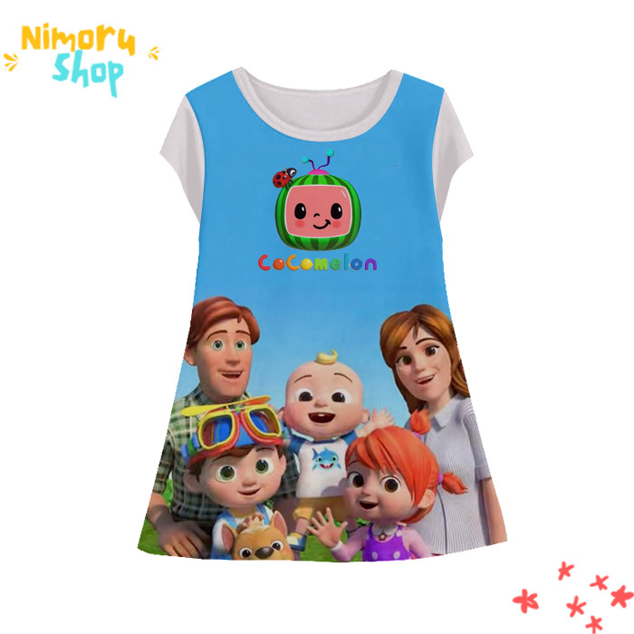 Baju Dress Anak 3D Tunik-Cocomelon-2-designWD Anime Cocomelon Tunik Untuk Usia 1-12 Tahun - NimoruSh