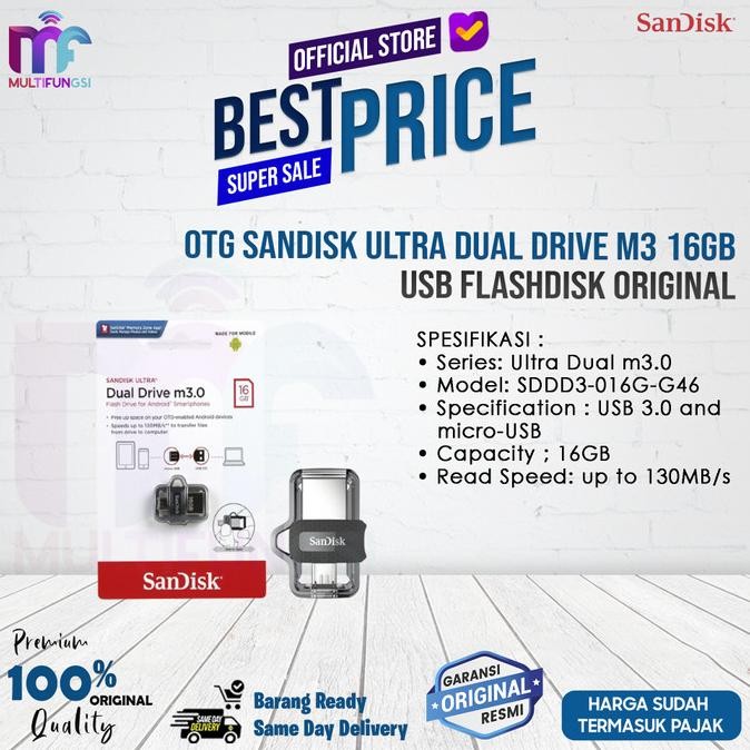 

OTG Sandisk ultra Dual Drive M3 16GB USB Flashdisk Original