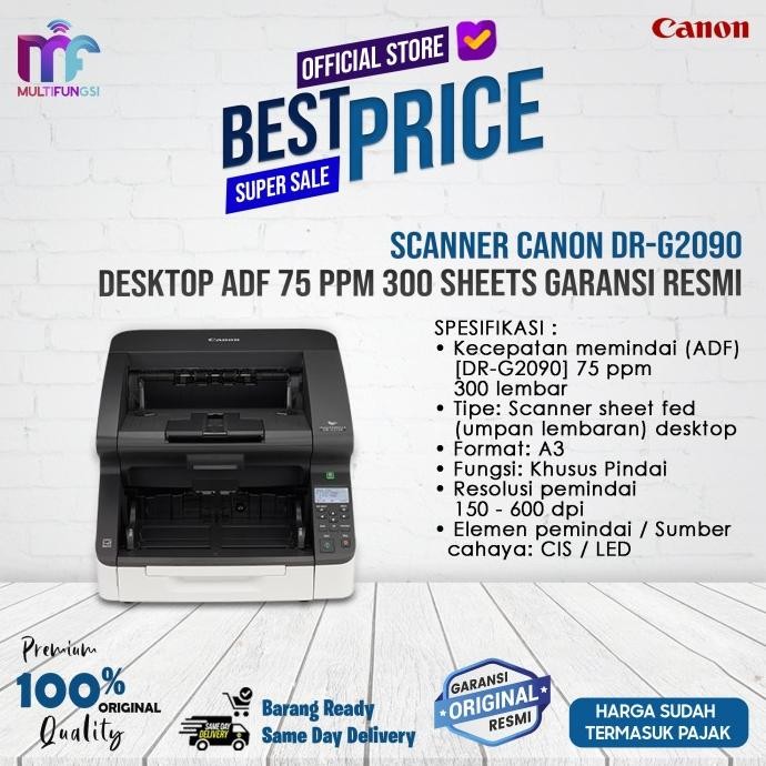 

Scanner Canon DR-G2090 / DRG2090 Desktop ADF 90ppm 300 Sheets Garansi Resmi