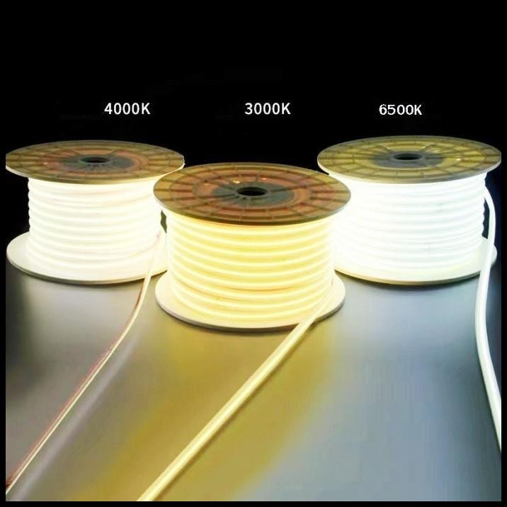 Lampu Led Strip Cob Flexible 220V Natural White 4000K  Permeter Ecer Meteran