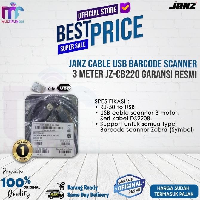 

JANZ Cable USB Barcode Scanner 3 Meter JZ-CB220 Garansi Resmi