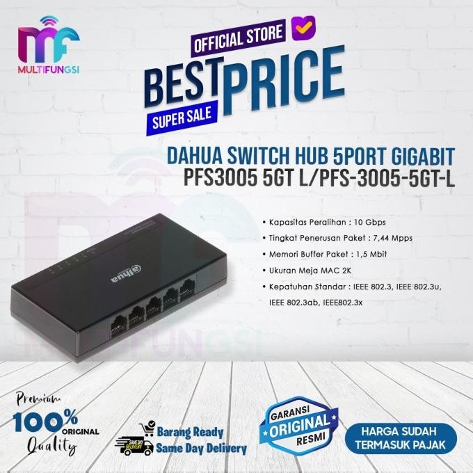 

Dahua Switch Hub 5port Gigabit Pfs3005 5gt L/Pfs-3005-5gt-L