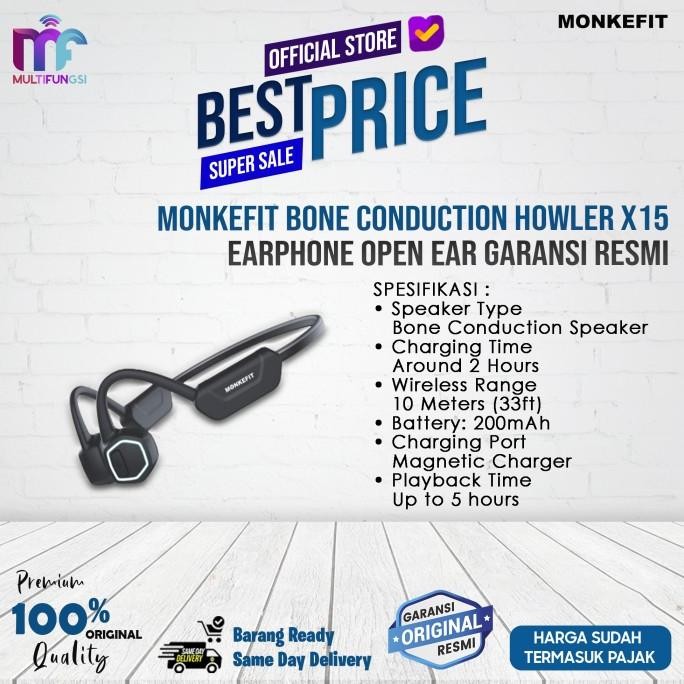 

Monkefit Bone Conduction Howler X15 Earphone Open Ear Garansi Resmi