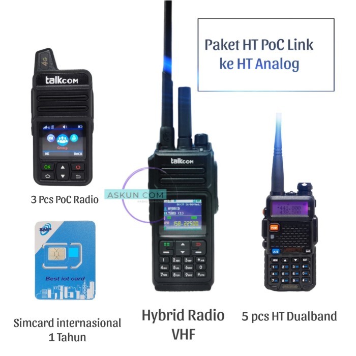 Paketan HT Hybrid TC-988 Plus VHF + 3 HT PoC TC389s + 5 HT Analog