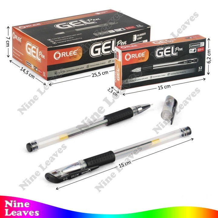 

[Grosir 12 Pcs] Bolpoin Hitam 0,5 mm Orlee Gel Pen Peralatan ATK