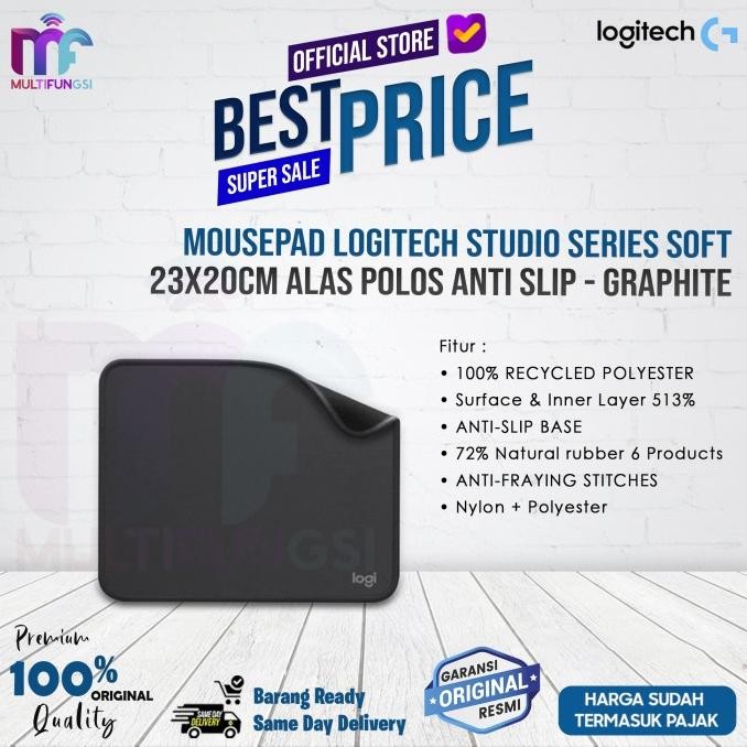 

Mousepad Logitech Studio Series Soft 23x20cm Alas Polos Anti Slip