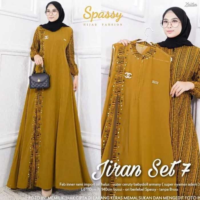 Baju Gamis Wanita Muslim Jiran Set Maxy Fashion Perempuan Dewasa - Mustard 7