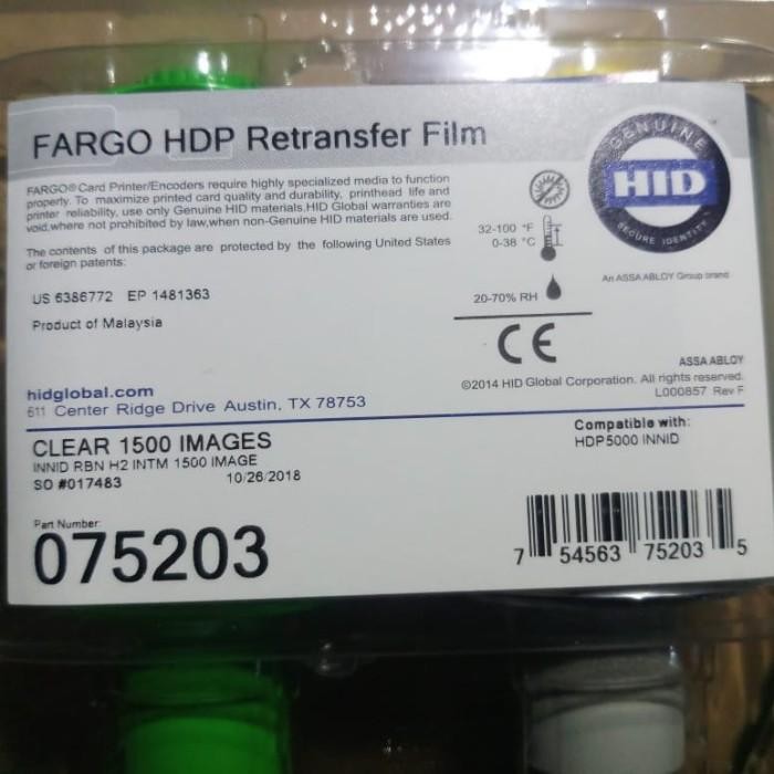Ribbon Fargo Hdp Retransfer Film 5000 Pn 075203