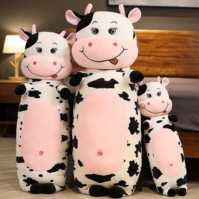 Boneka Sapi Jumbo Import 80 cm Plush Bantal Guling Karakter Lucu Imut [terbaik]