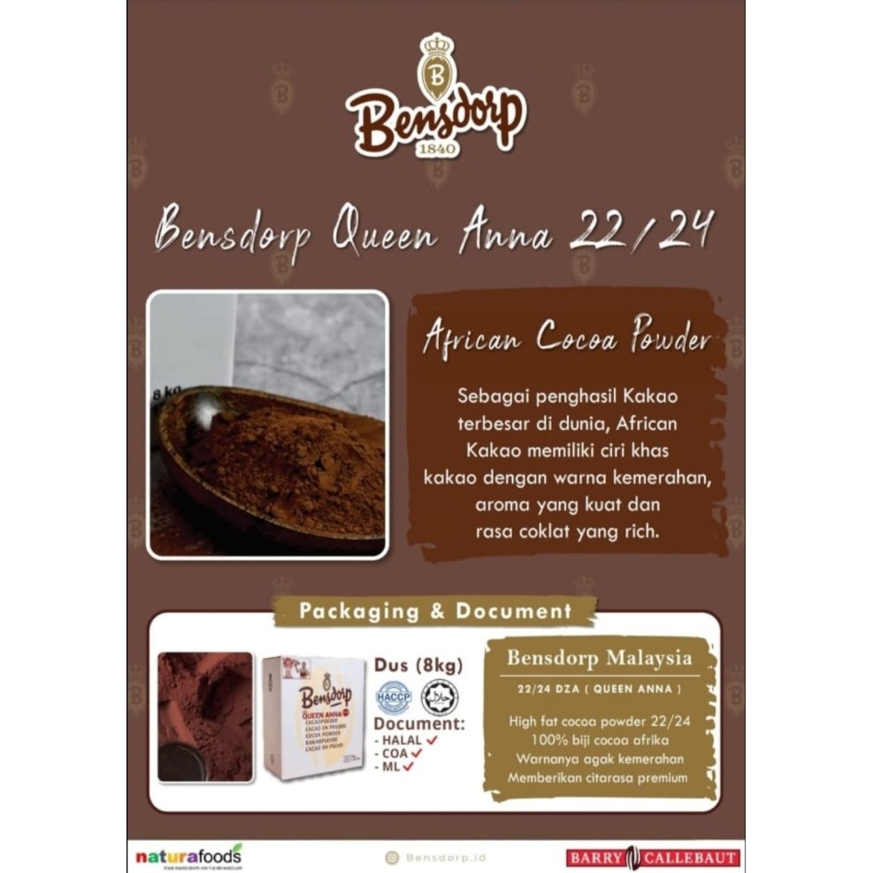 

Diskon High Fat Cocoa Powder 22/24 Merk Bensdorp 8 Kg