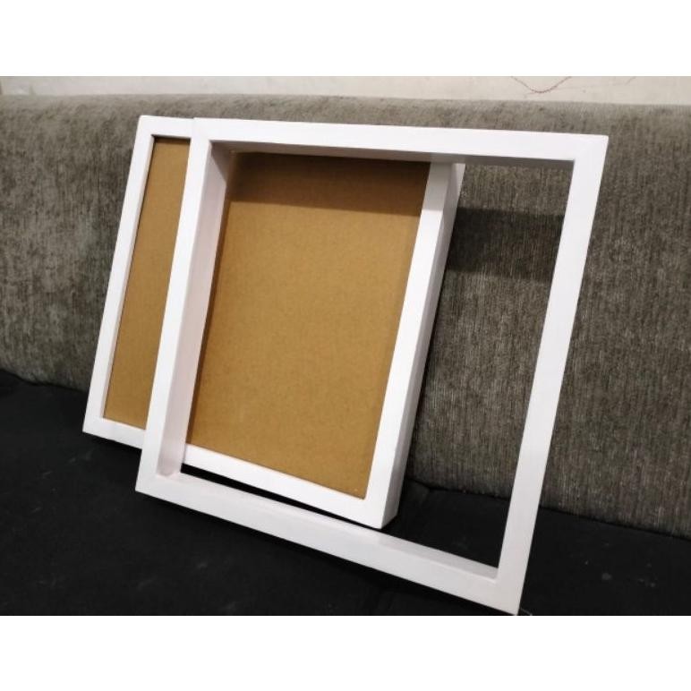 Super Promo Pigura / Frame / Bingkai Kayu 3D Ukuran 30X40 (12R)  + Kaca Akrilik Warna Putih Et-12