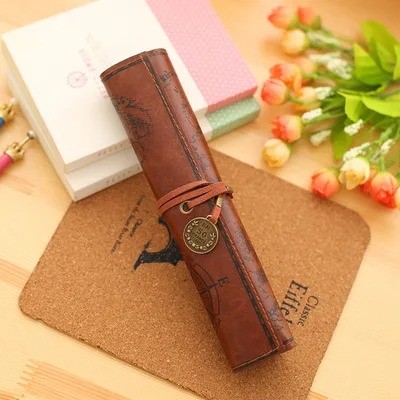 

Tempat Pensil Gulung Retro Pencil Cases Roll Canvas Leather - LS653 - Dark Brown | PBV