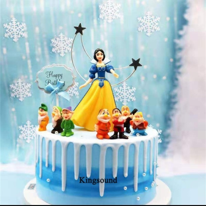 8pcs Topper Putri Salju, Topper Snow White, hiasan kue Putri Salju