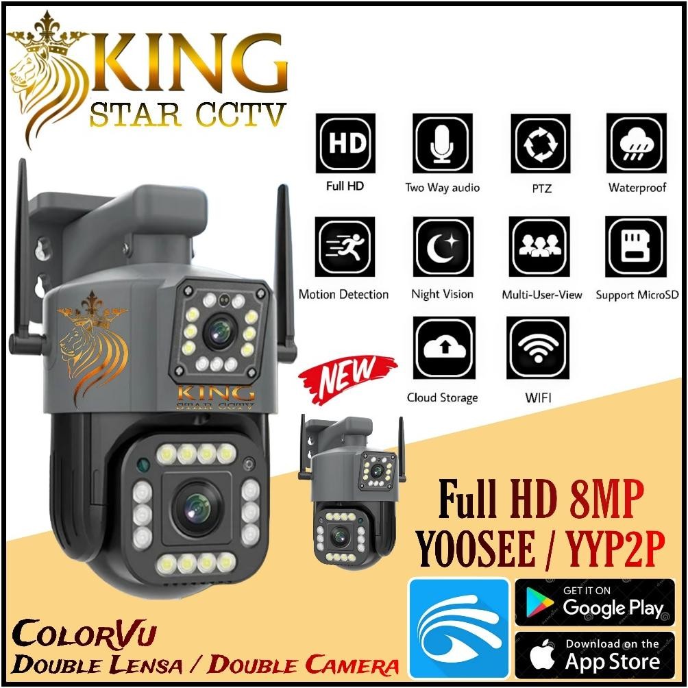 New IP Camera CCTV YOOSEE Double Lensa Full HD 8MP CCTV Double Camera Outdoor Wateerproof