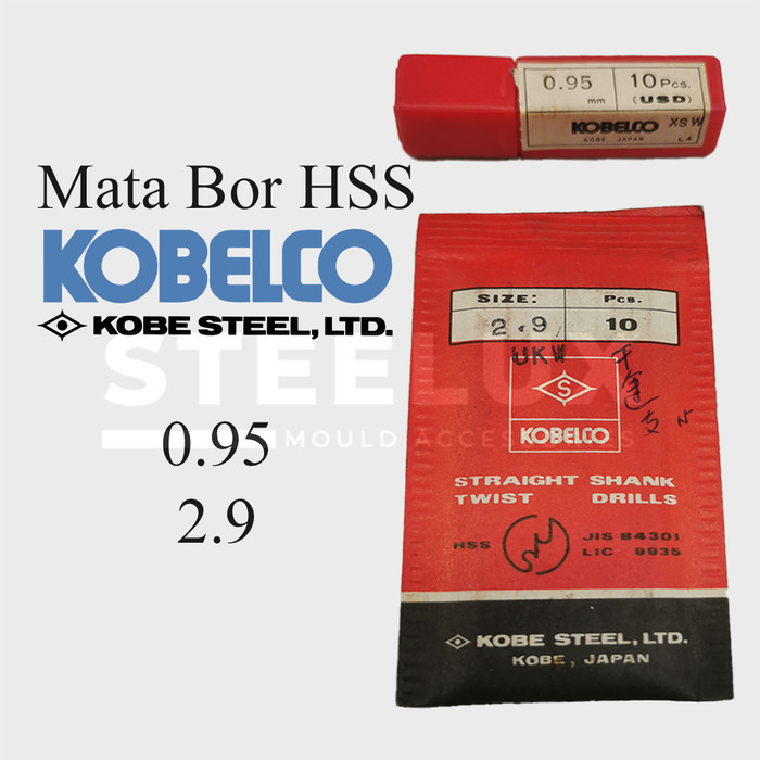 Mata Bor Besi HSS Kobelco Japan 0.95 / 2.9 mm Putih Lurus Drill