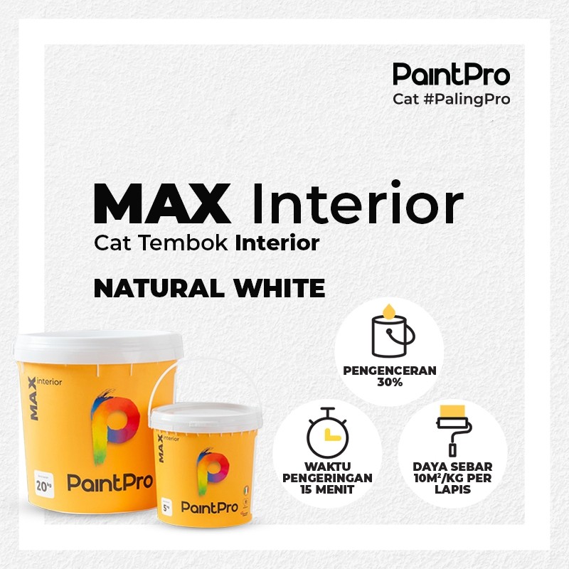 PaintPro MAX Natural White Cat Tembok Interior Warna Putih 20Kg