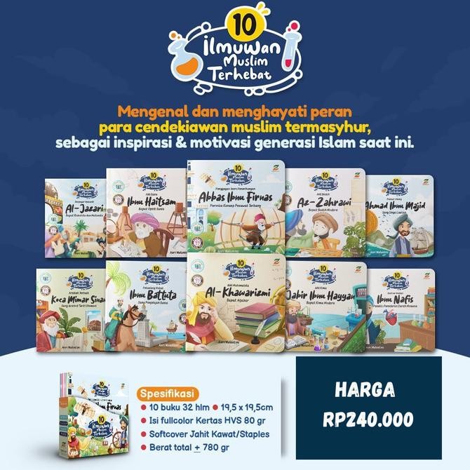 

Buku Anak Muslim - 10 Ilmuwan Muslim Terhebat 1 set 10 Buku - Buku Cerita Anak islam