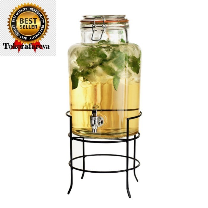 Zehn Dispenser Kaca Glass Dispenser W/ Metal Rack 6478 5.6L