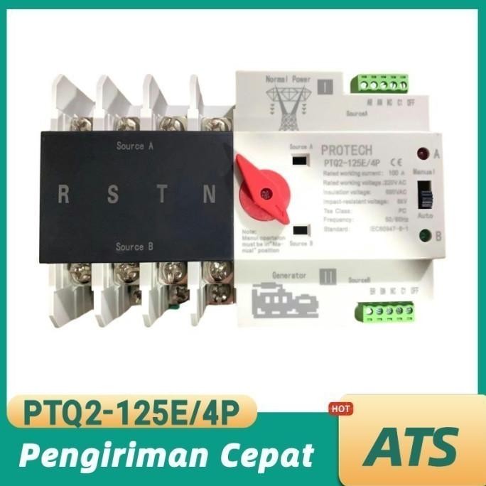 

ATS AC 100A 220V 4P Automatic Transfer Switch PTQ2-125E/4P ATS 100A 4P