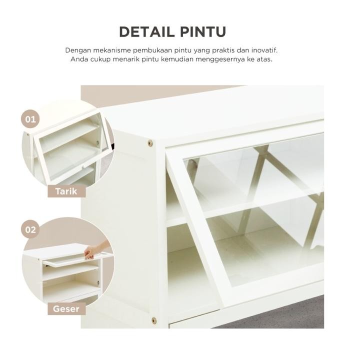 Ifurnholic Siena Shoe Cabinet | Rak Sepatu Kayu Tertutup Pintu Kaca