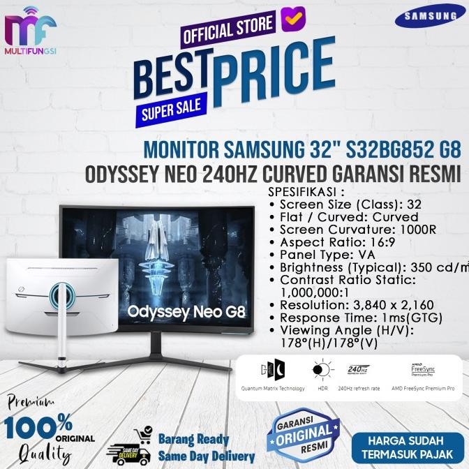 

Monitor Samsung 32" S32BG852 G8 Odyssey Neo 240Hz Curved Garansi Resmi