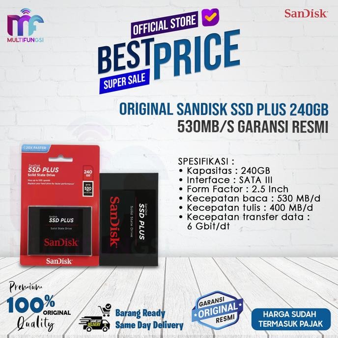 

ORIGINAL SANDISK SSD PLUS 240GB 530MB/S - 240 GB GARANSI RESMI