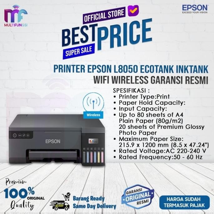 

Printer Epson EcoTank L8050 (Pengganti L805)A4 Wireless Garansi Resmi