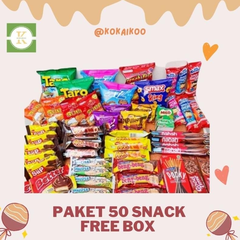 

PAKET SNACK ISI 50 PCS/ GIFT BOX FREE UCAPAN HARI GURU/ANNIVERSARY/ULANG TAHUN DLL
