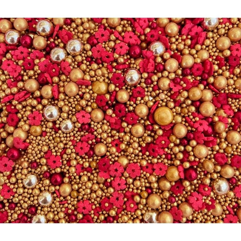 

CR - Sprinkles Confetti Hiasan Kue Natal Imlek Valentine Merah Emas 50gr TERLARIS