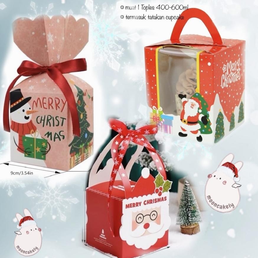 

CR - (10pcs) Kotak Kue Natal K2515 Cute Santa Red Box Dus Toples TERLARIS
