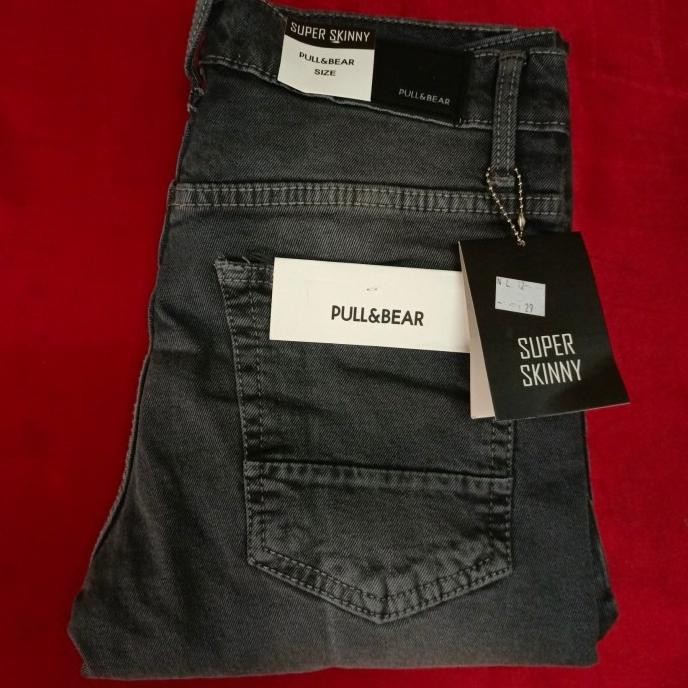 Celana Skinny jeans pria panjang putih bersih Pull & Bear Stretch 1012
