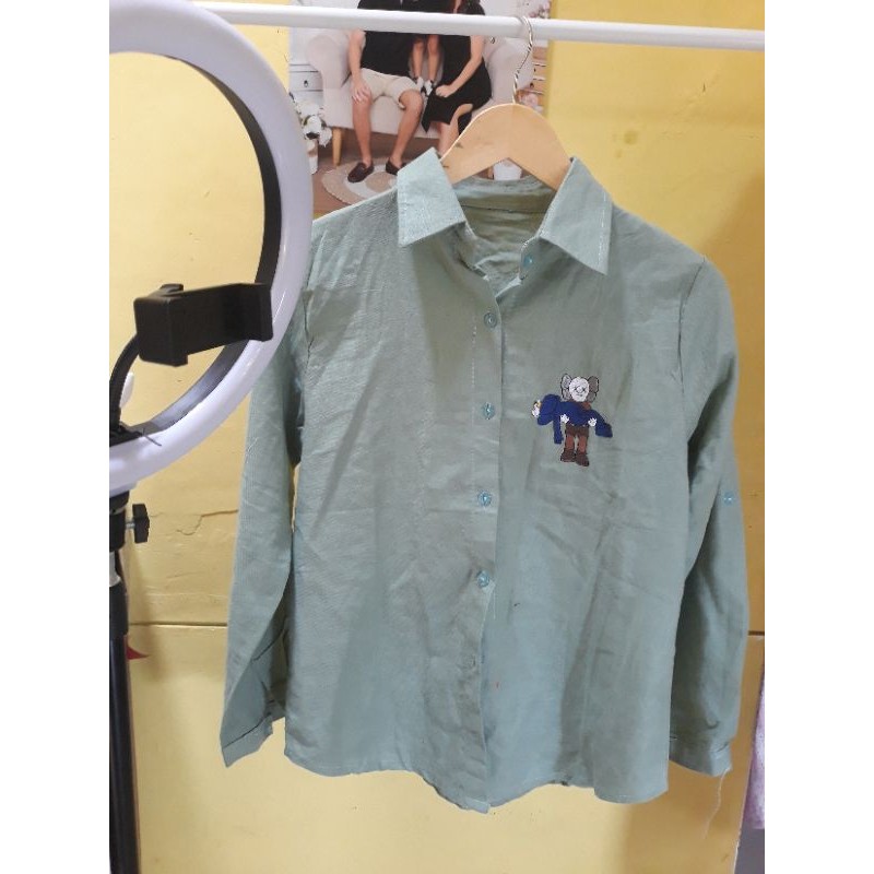 kemeja wanita warna hijau tosca