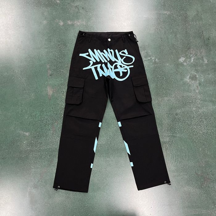 Minus Two Black Graff Cargos - Baby Blue Logo