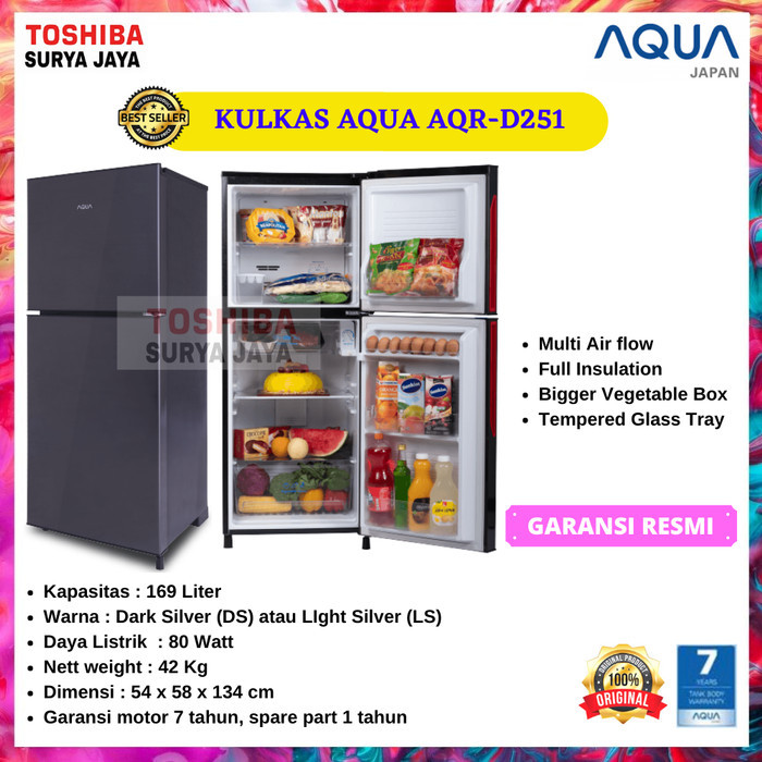 KULKAS AQUA AQR-D251 2 PINTU NO FROST - JABODETABEK