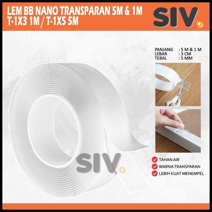 

DISKON DOUBLE TAPE NANO DOUBLETAPE BENING TRANSPARAN 1M & 5M TEBAL 5MM !!!