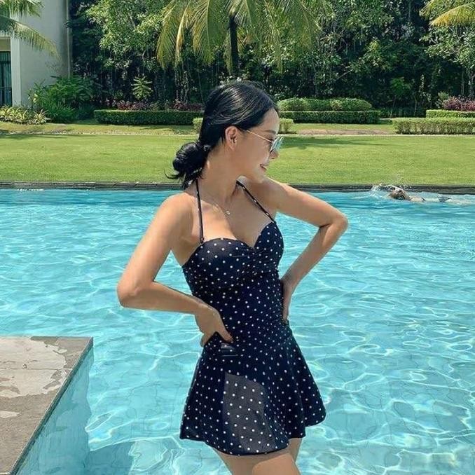 POLKA Swimdress Baju Renang Wanita Jumbo Big Size Swimsuit Swimskirt