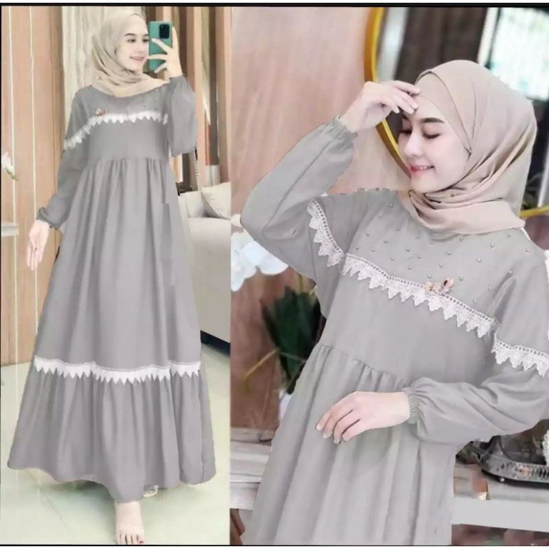 Ghamus Perempuan Trendy Pakaean Korea Style Gamus Pakaian Muslim Cewek Hari Dress Hari Raya Muslimah