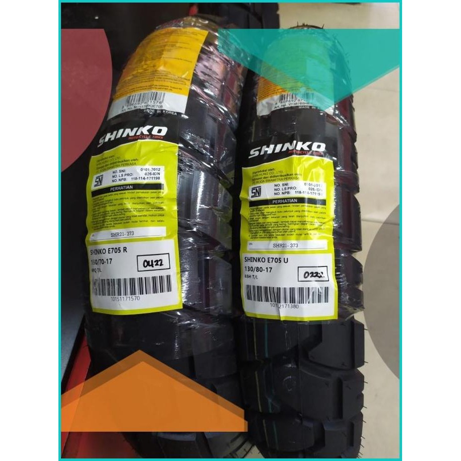 Ban Shinko E705 130/80 - 17 & 150/70 - 17 SEPAKET 11OKTZ4 perkakas