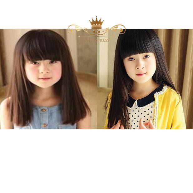 Flash Sale Rambut Palsu / Wig Anak Perempuan Model Lurus Panjang Sedada - Warna Hitam & Coklat Tua -