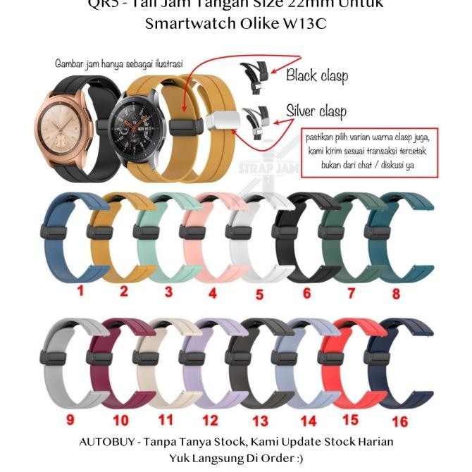 QR5 22mm Strap Smartwatch Olike W13C - Tali Jam Tangan Metal Clasp Magnetic