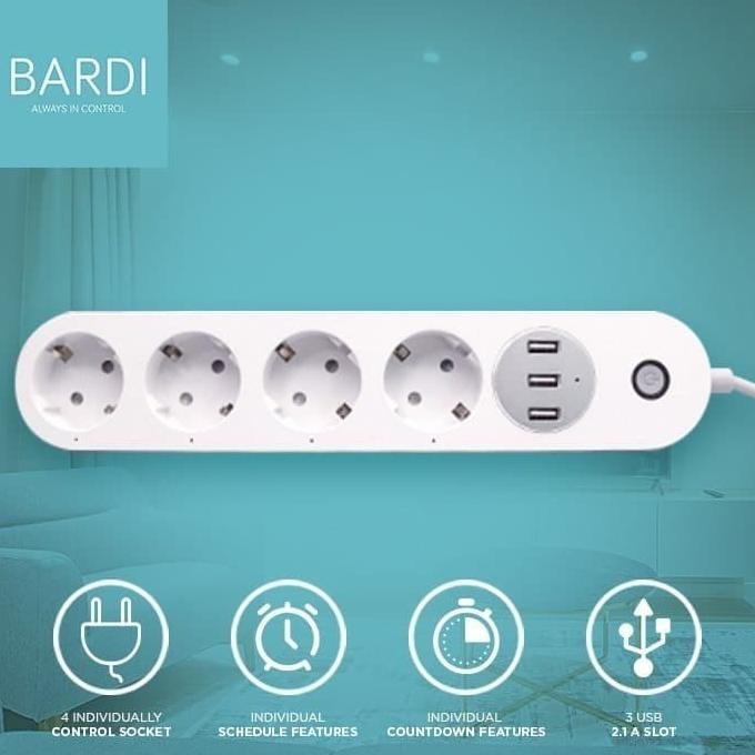 BARDI Smart Power Strip Extension Steker Stop Kontak Socket Plug Wifi