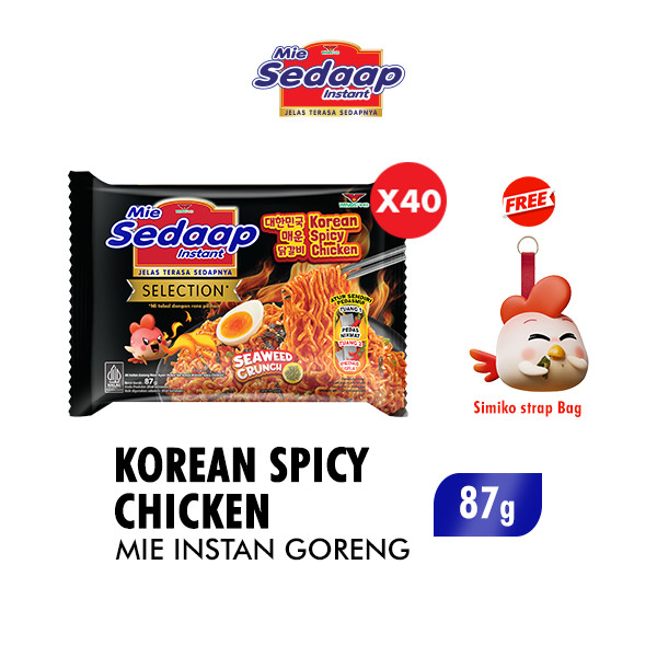 

Sedaap Mie Instan Korean Spicy Chicken Bag 87 gr x40 Free Bag Strap