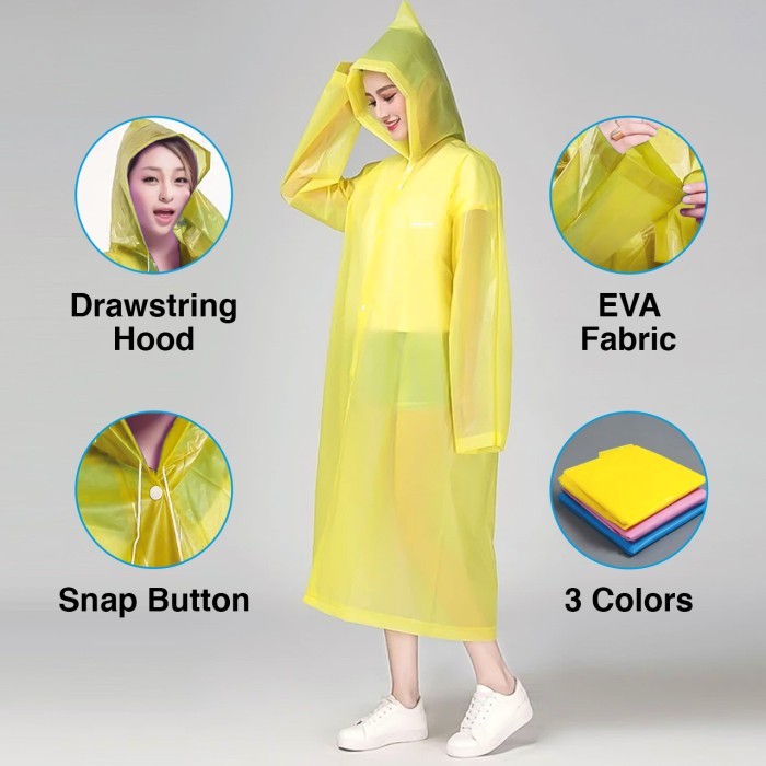 [TERBAIK DI SHOPEE] Kenmaster Jas Hujan EVA KM-130 Poncho /Jas Hujan Tebal/Jas Hujan Jumbo - Kuning