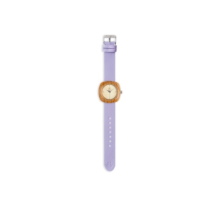 TERLARIS KAMA Watch 2.0 Jam Tangan Kayu Jati Dial Putih Pria - Lilac